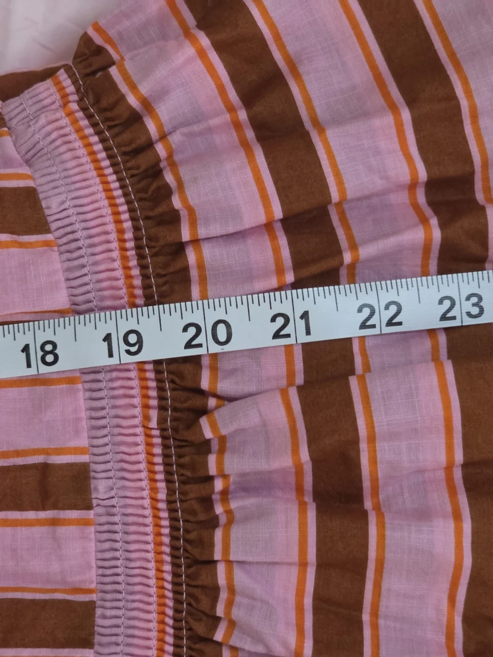 kate spade Pink and Brown Striped Midi Dress with Tie Waist and Ruffled Hem